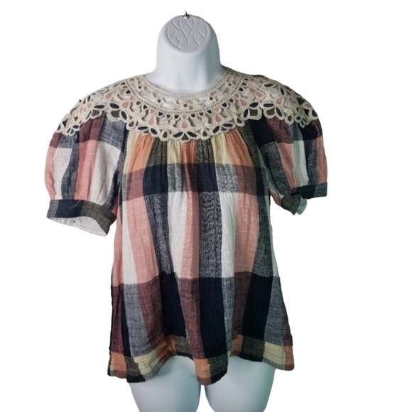 Anthropologie plaid crochet swing top - Picture 4 of 14